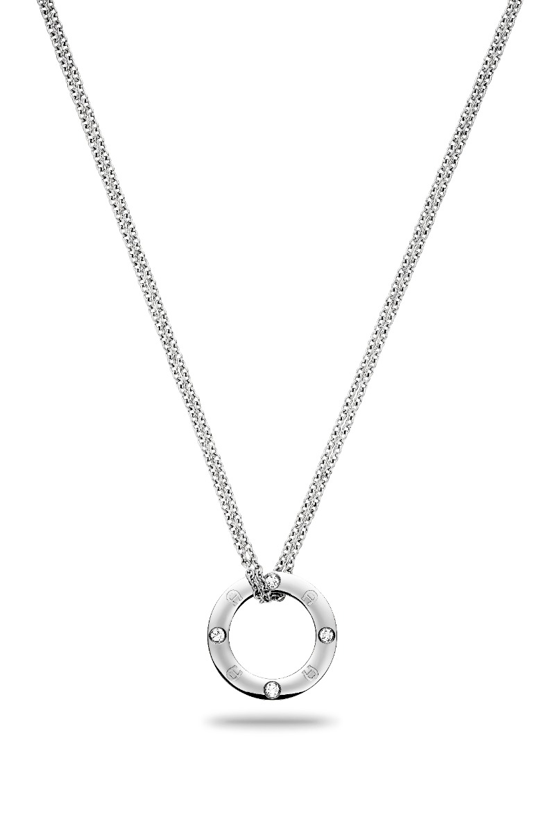 Aigner double long necklace for ladies steel silver