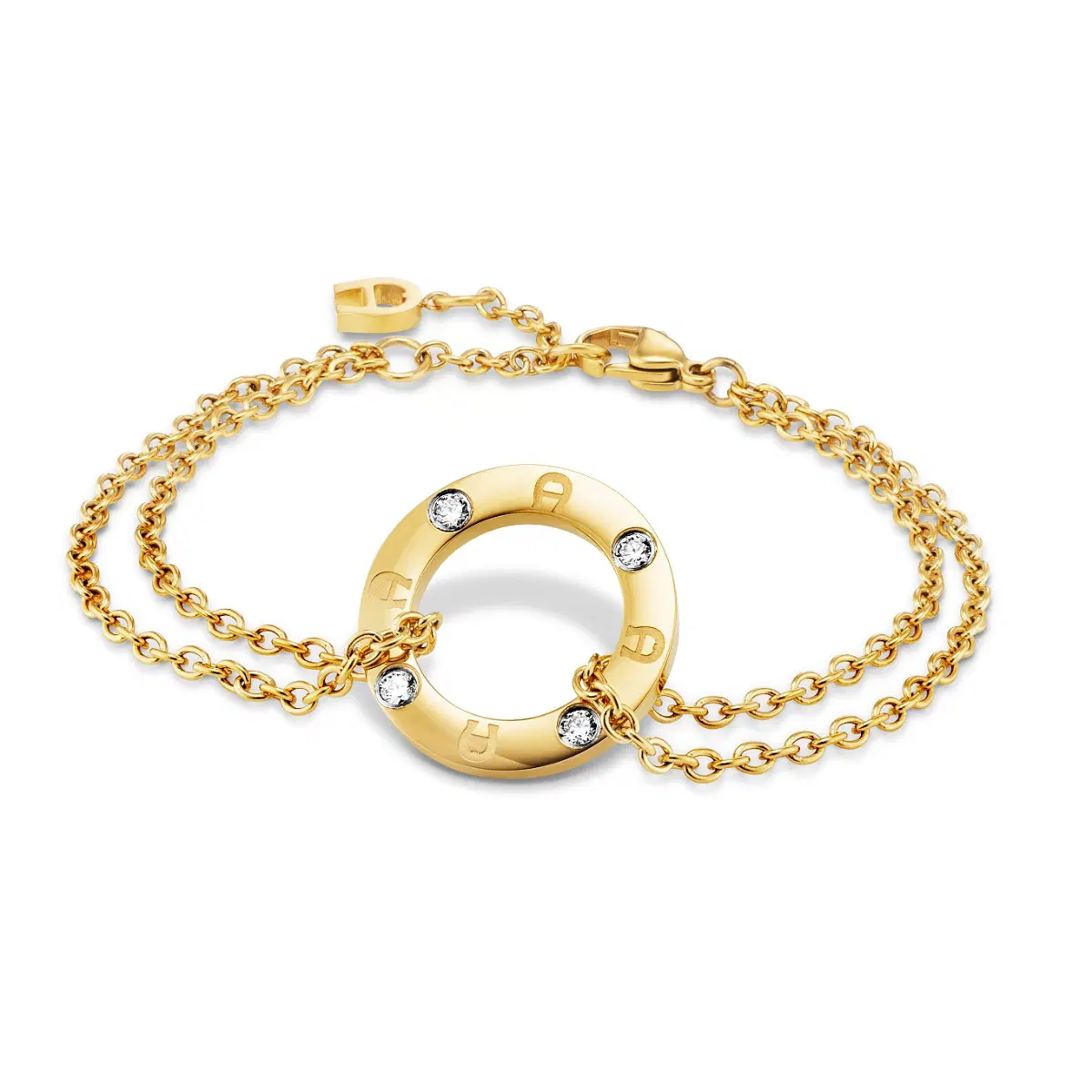 Aigner double bracelet for ladies steel gold