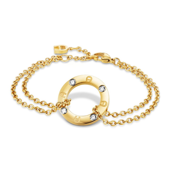 Aigner double bracelet for ladies steel gold