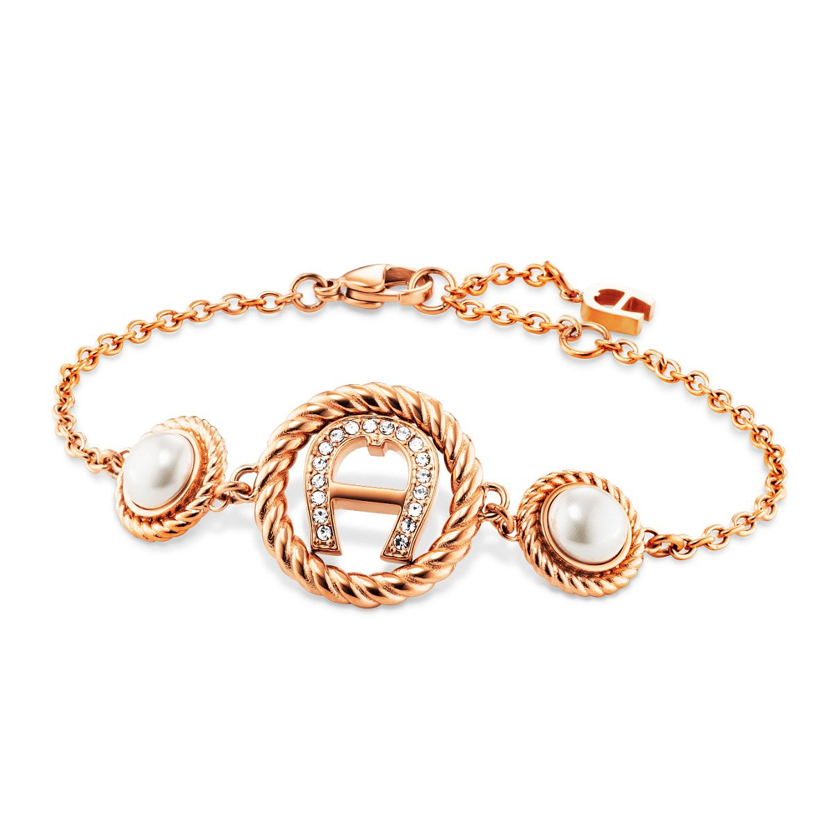 Aigner Round hemp bracelet rose gold with mother of pearl