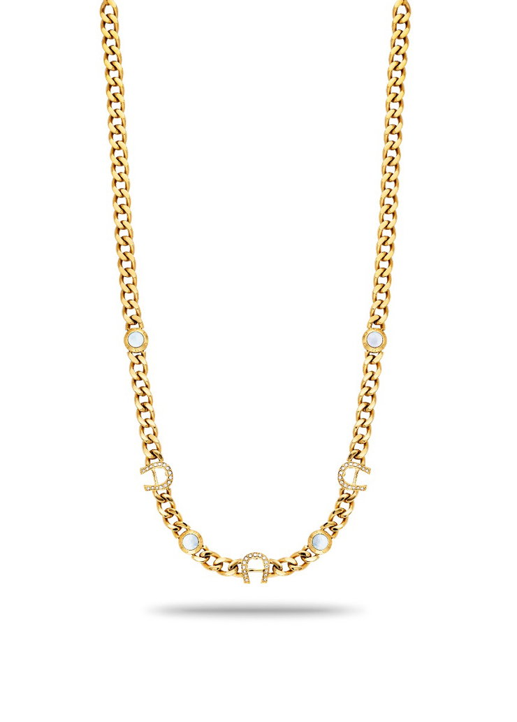 Aigner A logo ladies necklace steel gold with crystal