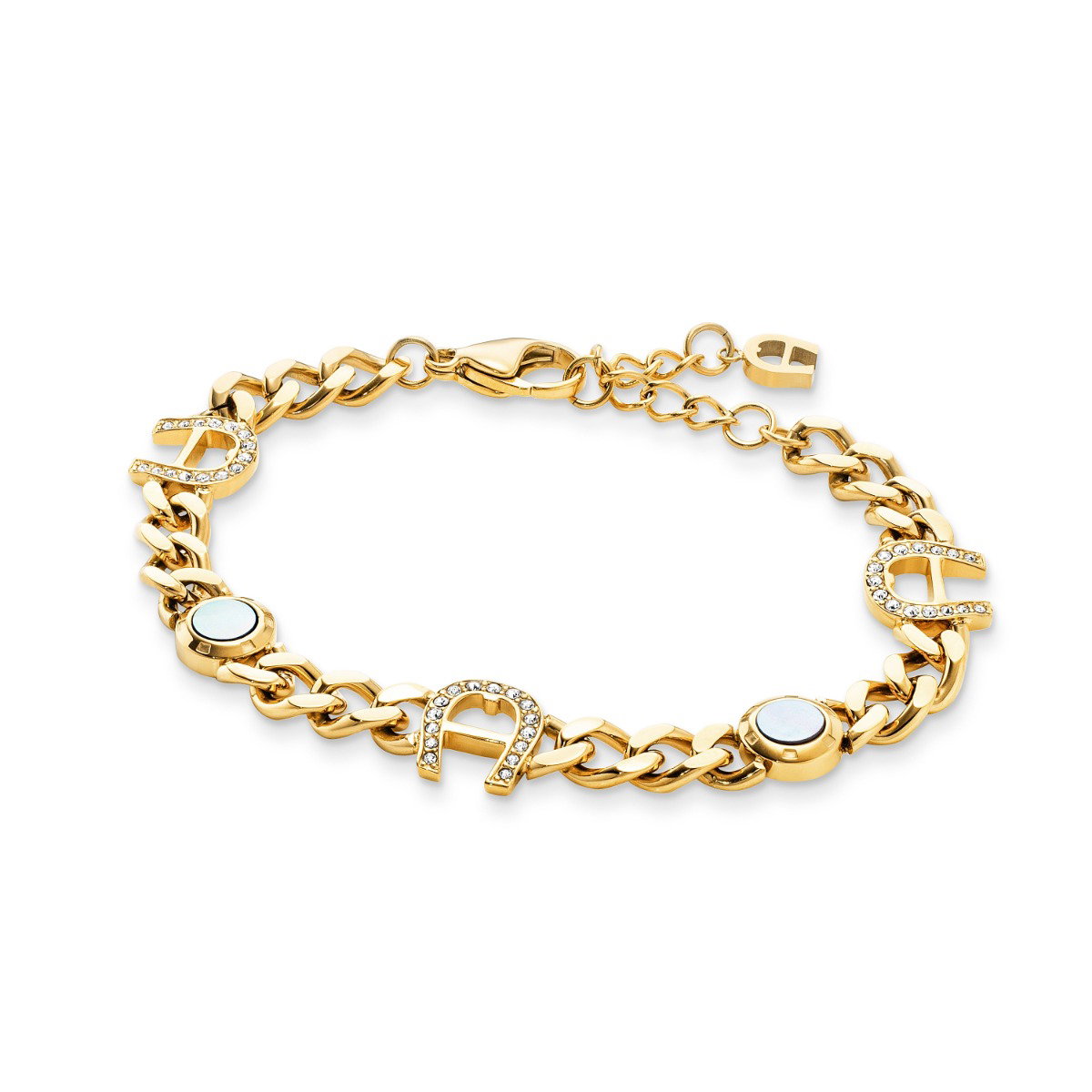 Aigner A logo ladies bracelet steel gold with crystal