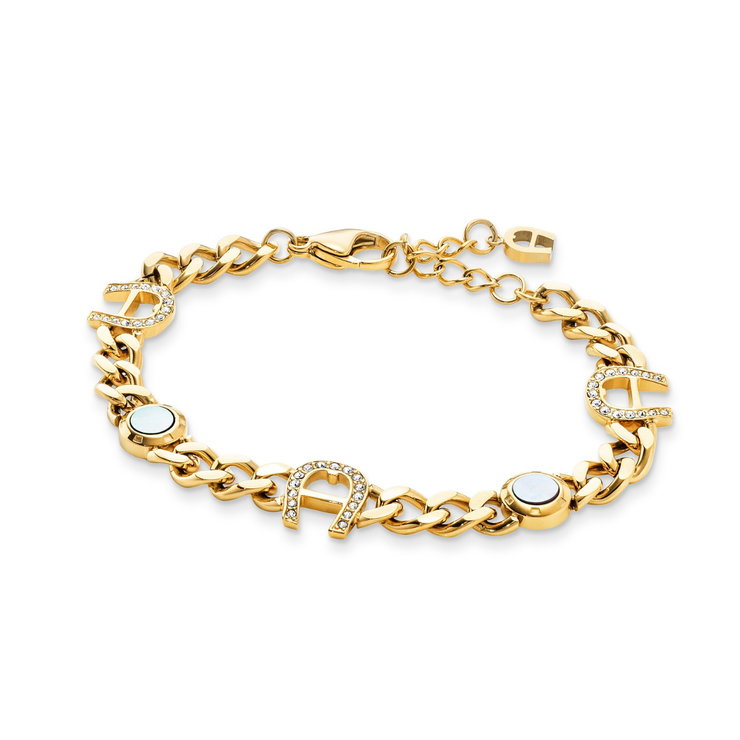Aigner A logo ladies bracelet steel gold with crystal