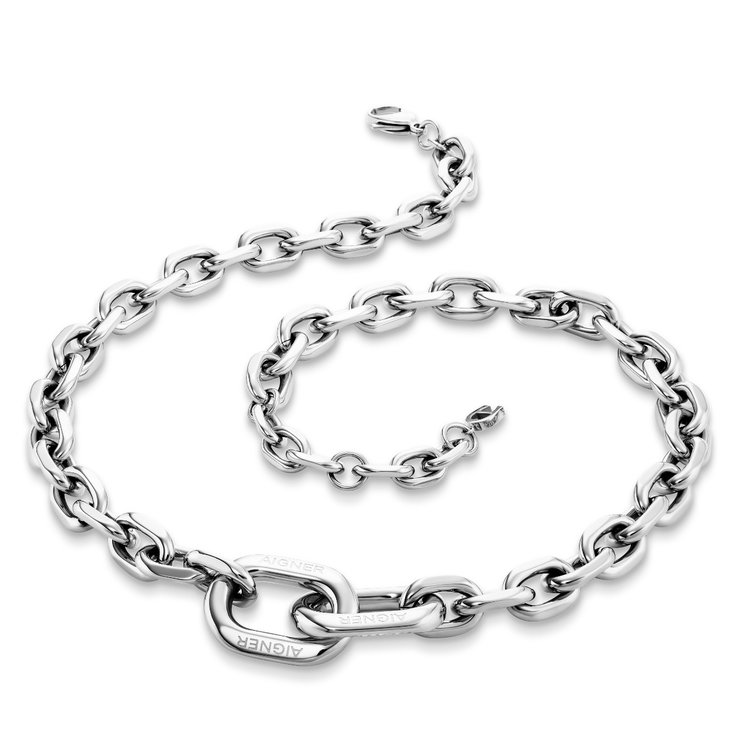 Aigner A logo ladies short necklace steel silver