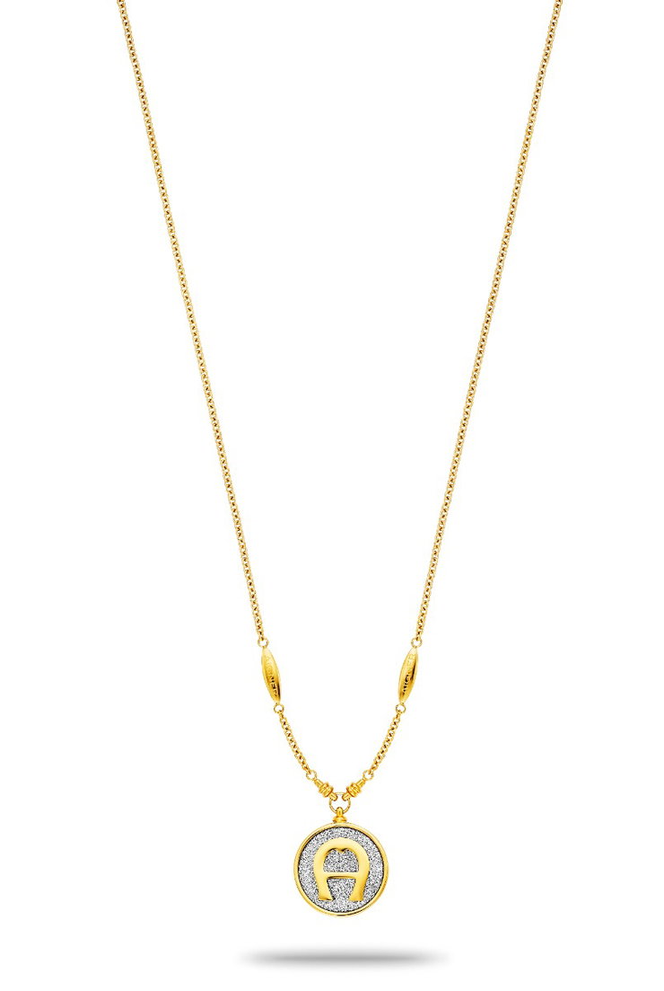 Aigner women long necklace stainless steel gold with silver