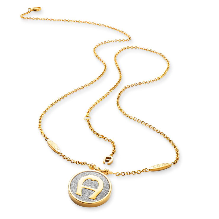 Aigner women long necklace stainless steel gold with silver