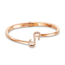 اسوارة مقاس كبير مع شعار اجنر للنساء استيل لون روز قولد وكرستال