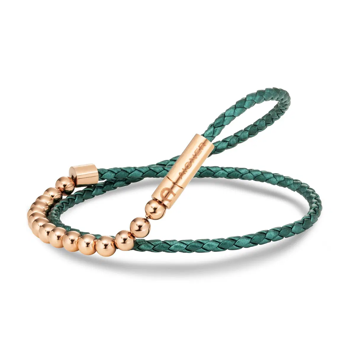 Aigner bracelet for men rose gold with green leather