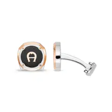 Aigner Men’s Cufflinks with Rose Gold & Black Enamel 