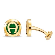 Aigner gent cufflink with logo steel gold , Green
