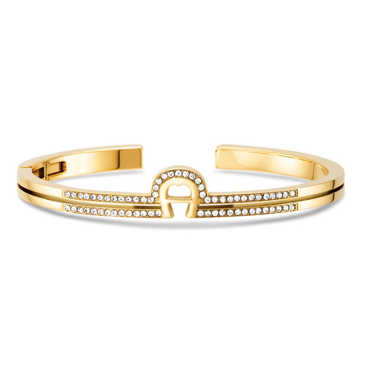 Aigner A Logo bangle for women steel gold and crystal