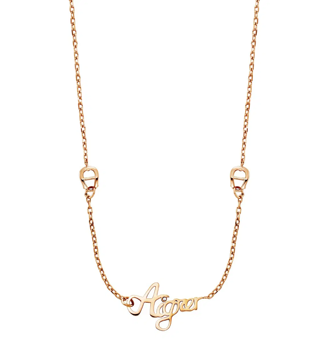 Aigner women short necklace with logo steel rose gold