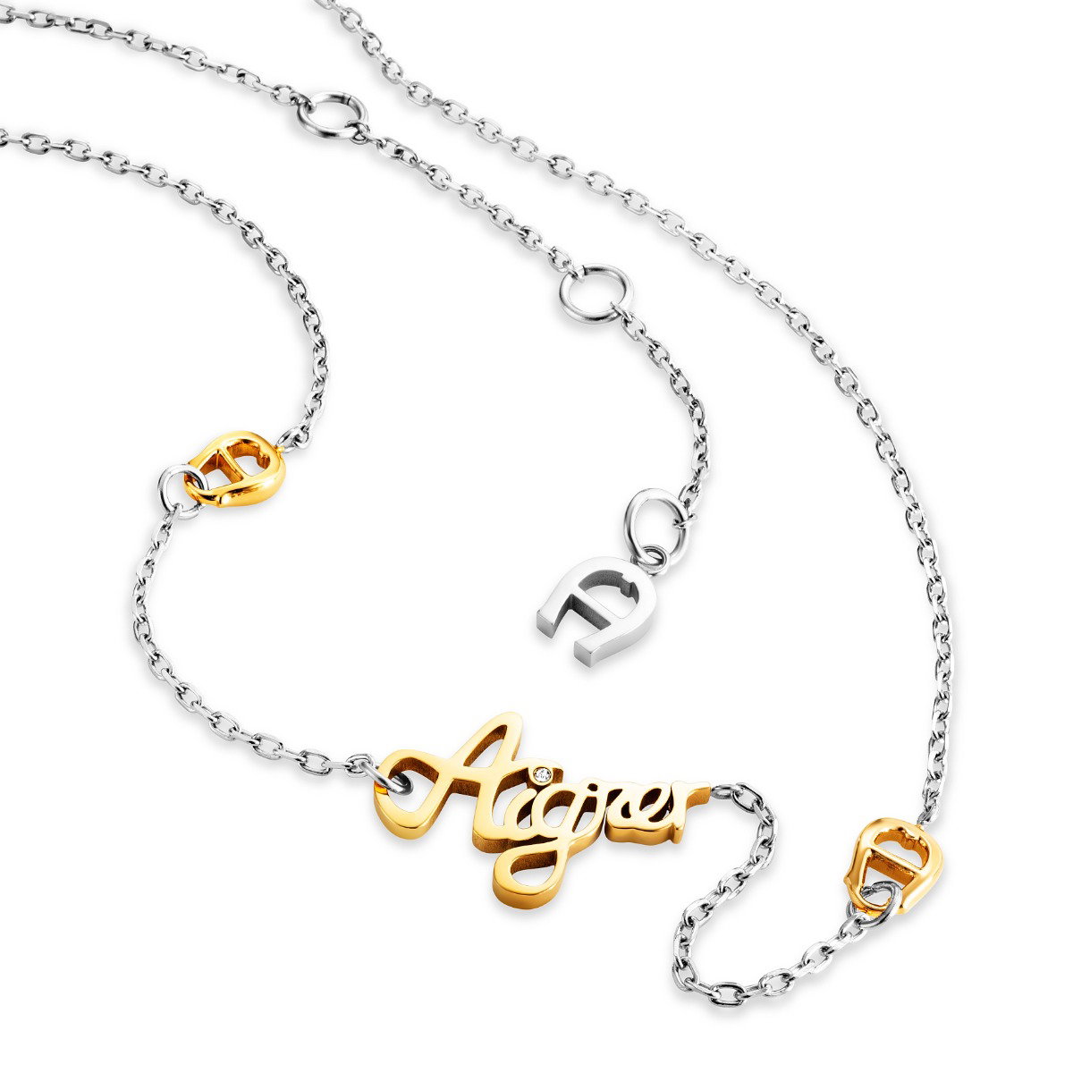 Aigner ladies short necklace silver , gold size 450+50MM