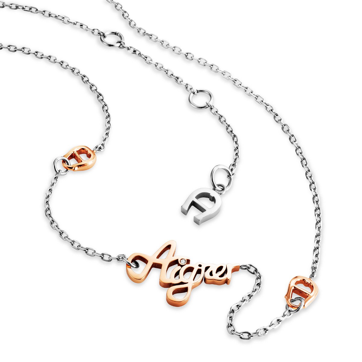 Aigner ladies short necklace silver , rose gold size 450+50MM