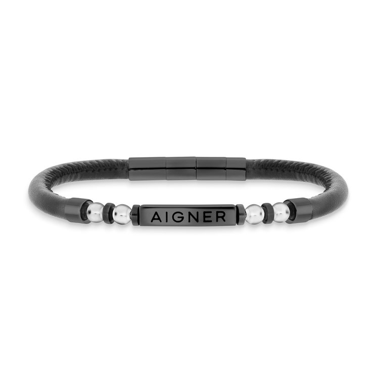 Aigner gent bracelet with black leather