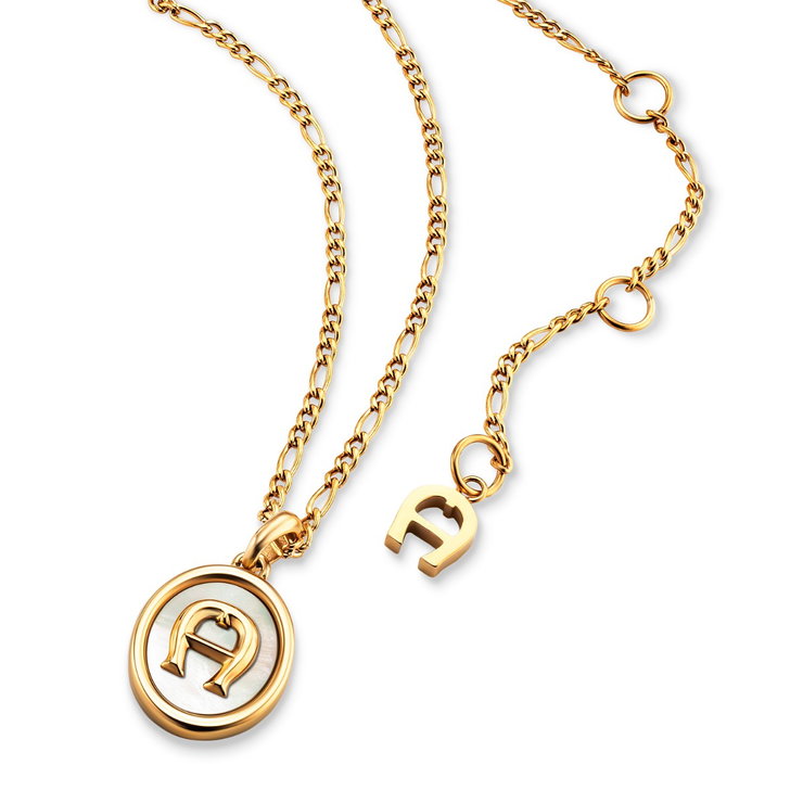 Aigner Women's Short Necklace Stainless Steel Gold with Pearls