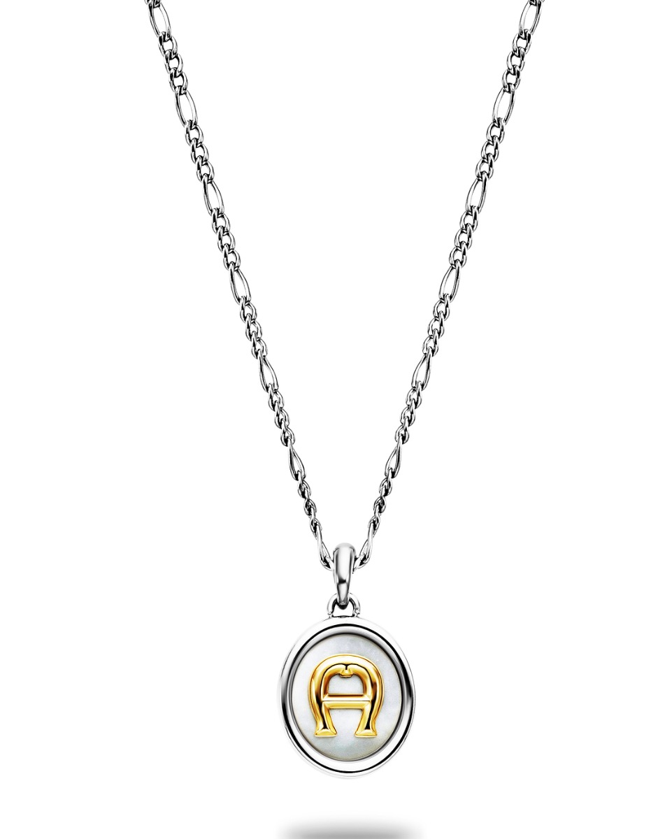 Aigner Women's Short Necklace Steel Gold , Silver with Pearls