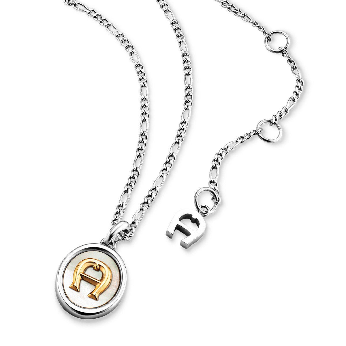 Aigner Women's Short Necklace Steel Gold , Silver with Pearls