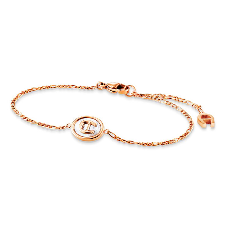 Aigner Rose Gold Bracelet with Circular Logo Charm