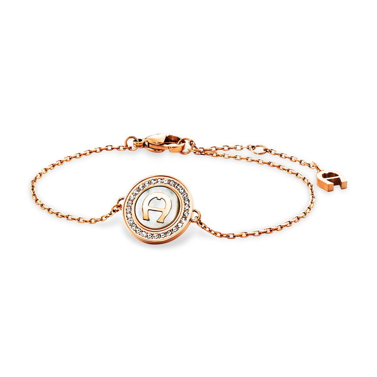 Aigner logo ladies bracelet steel rose gold size 170+35MM