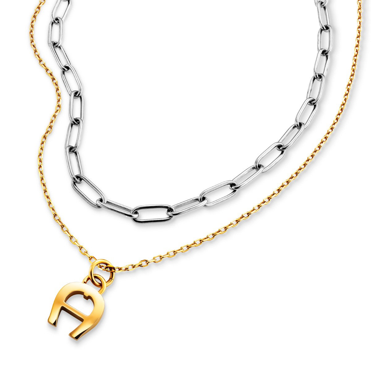 Aigner Women's Short Necklace Steel Gold , Silver 