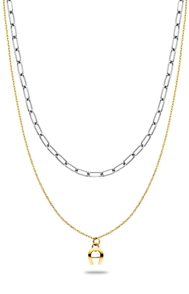 Aigner Women's Short Necklace Steel Gold , Silver 