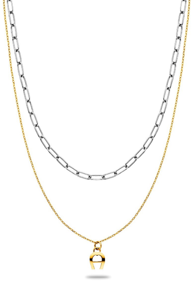 Aigner Women's Short Necklace Steel Gold , Silver