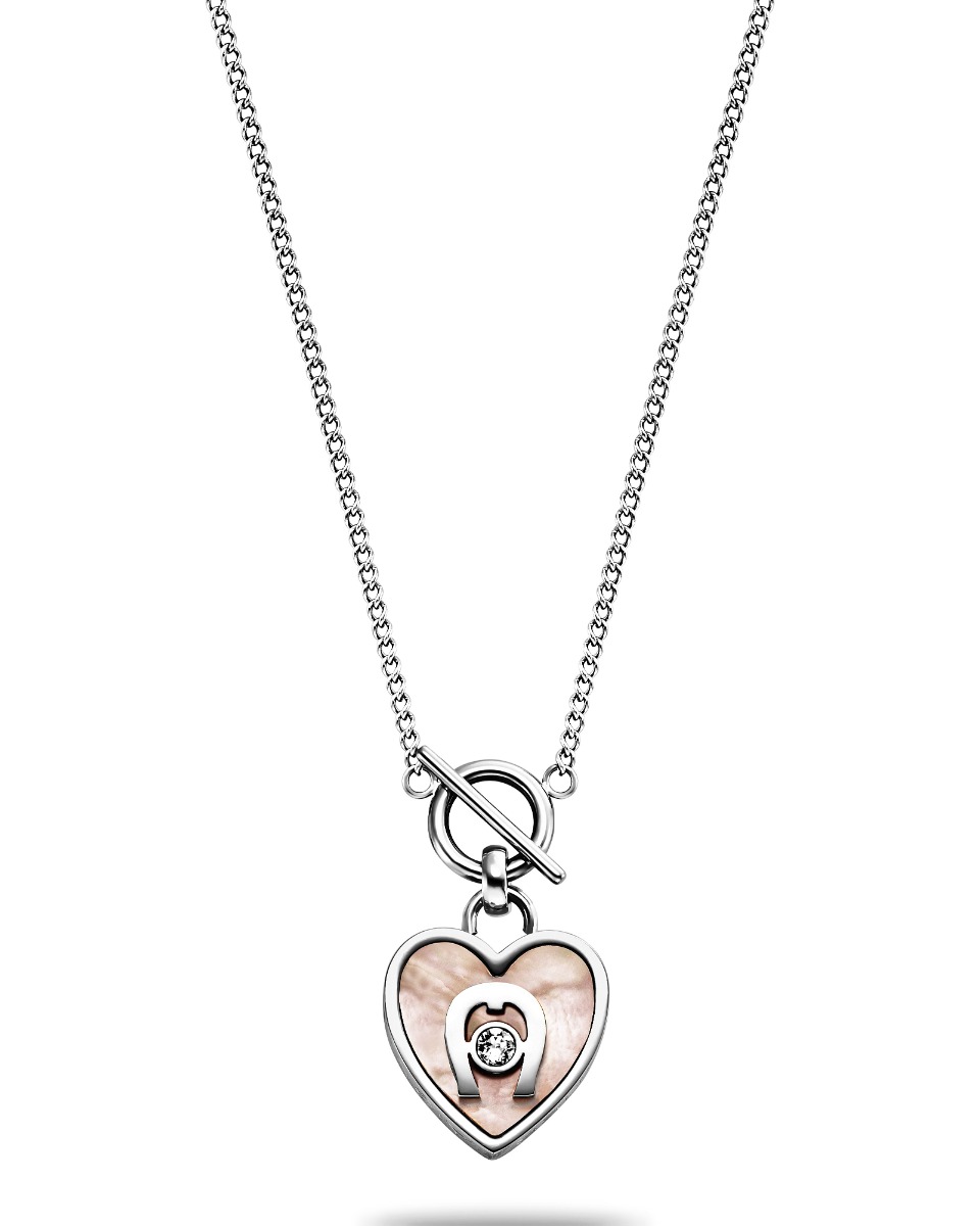 Aigner Ladies Long Necklace Steel Silver with Pearls