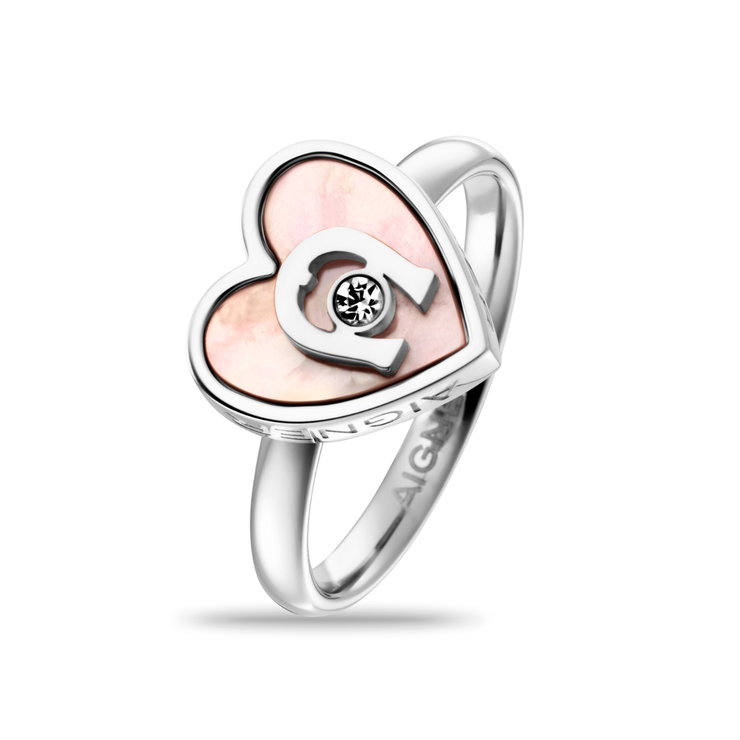 Aigner Ladies Ring – Stainless Steel Silver with Pearls Size 56