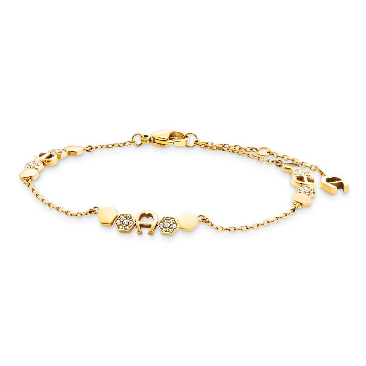 Aigner ladies bracelet with logo stainless steel gold - crystal