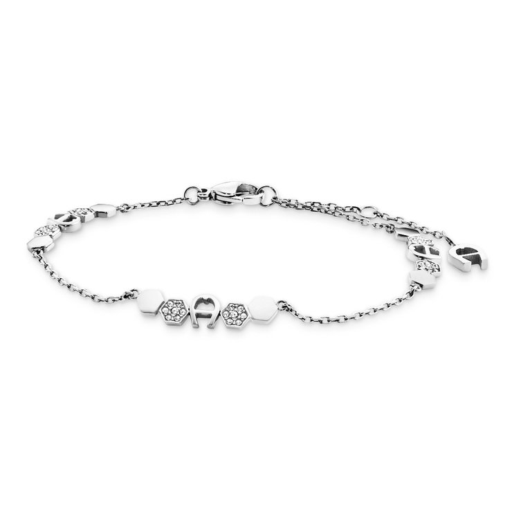 Aigner ladies bracelet with logo stainless steel silver - crystal