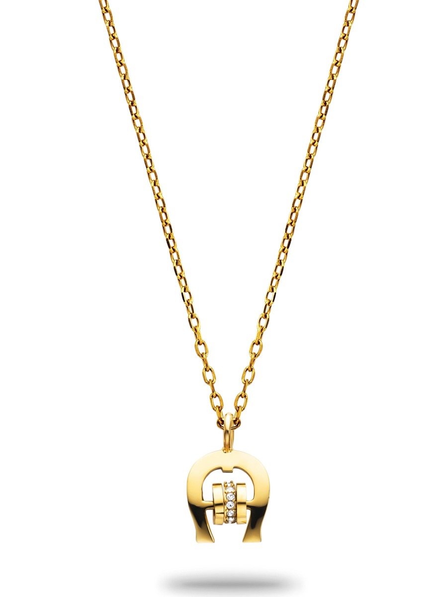 Aigner short necklace with Pendant for ladies steel gold - crystal 