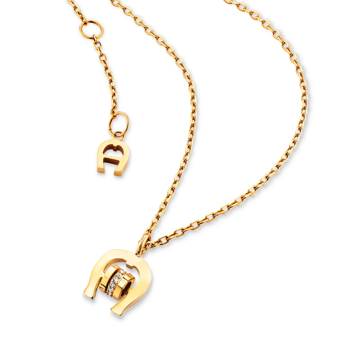 Aigner short necklace with Pendant for ladies steel gold - crystal 