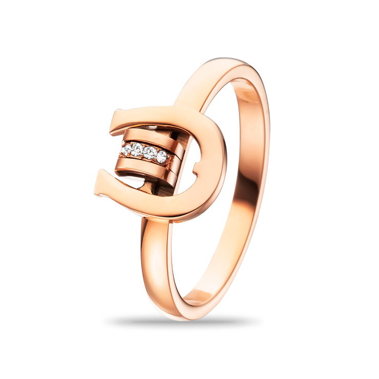 Aigner women ring stainless steel rose gold - crystal size 54