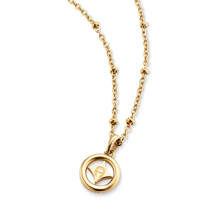 Aigner ladies round necklace stainless steel gold