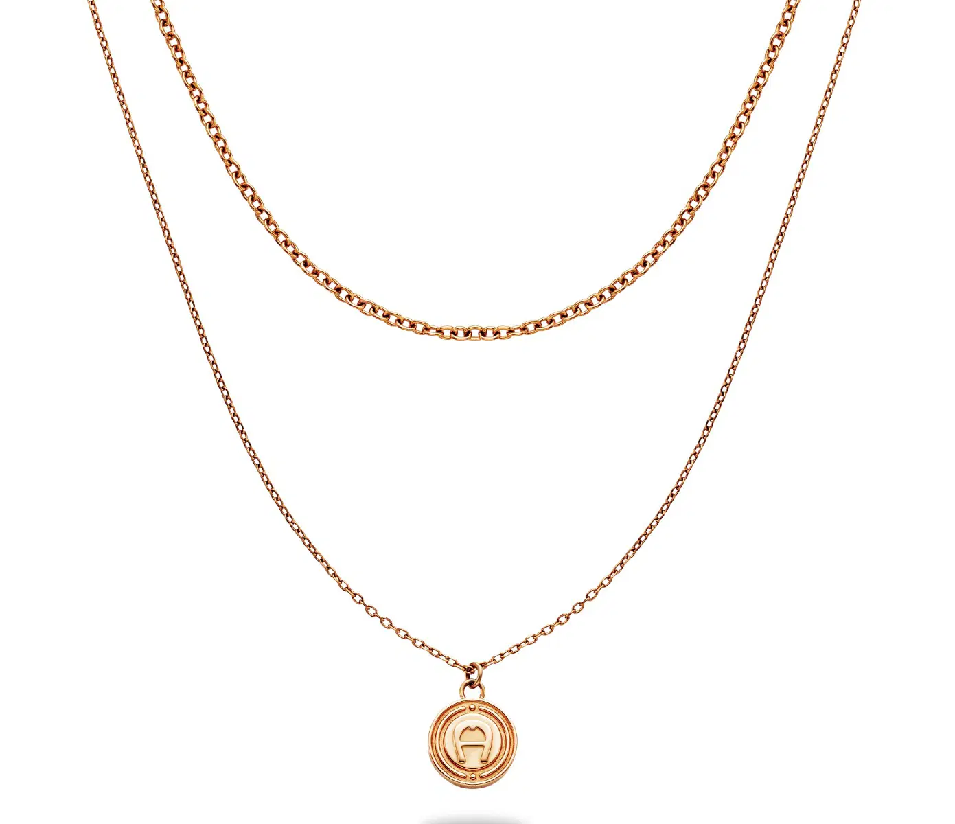 Aigner A .Logo ladies short necklace stainless steel rose gold