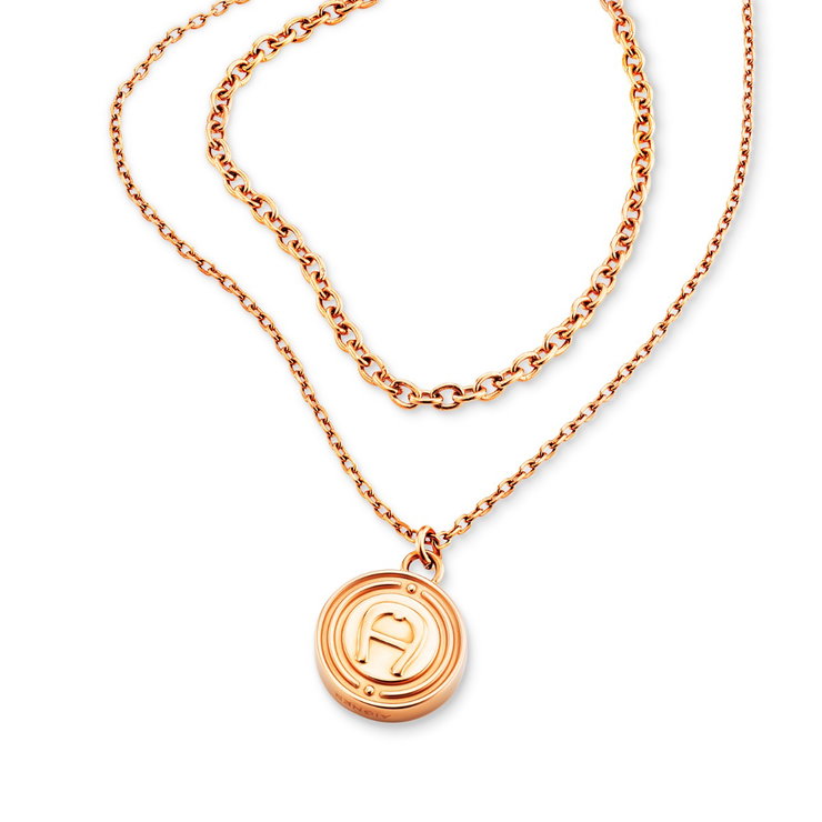 Aigner A .Logo ladies short necklace stainless steel rose gold