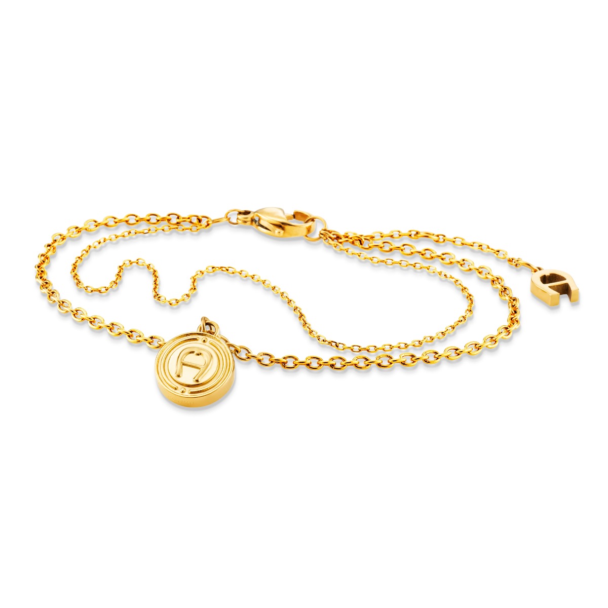 Aigner A .Logo ladies double bracelet stainless steel gold