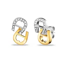 Aigner HELENA Ladies Silver and Gold Earrings with Crystal Detail