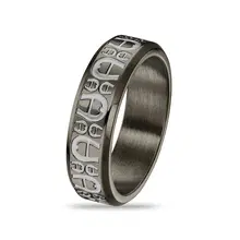 خاتم رجالي من اجنر ستيل باللون جن ميتال بتصميم مميز مقاس 64