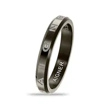 خاتم رجالي من اجنر ستيل باللون جن ميتال مع نقش مميز مقاس 62