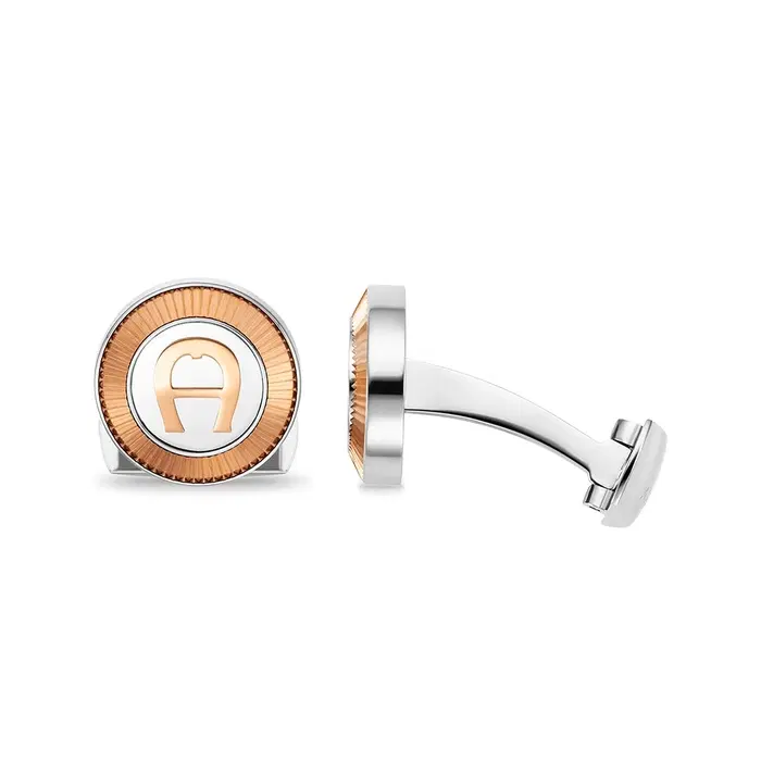 Aigner Silver & Rose Gold Gent Cufflinks 