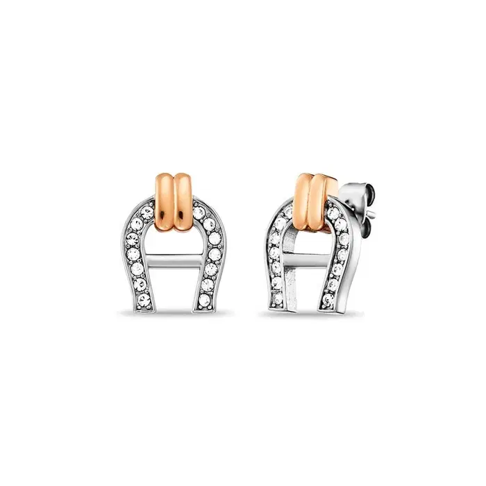 Aigner Gloria Ladies Earrings Silver and Rose Gold Tone 