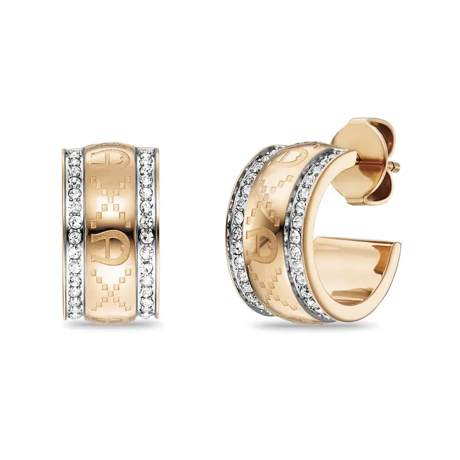 Aigner Isidora Ladies Earrings Rose Gold with Crystal Women