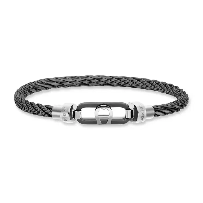 Aigner Ignazio Bracelet for Men in Steel Cable with Logo