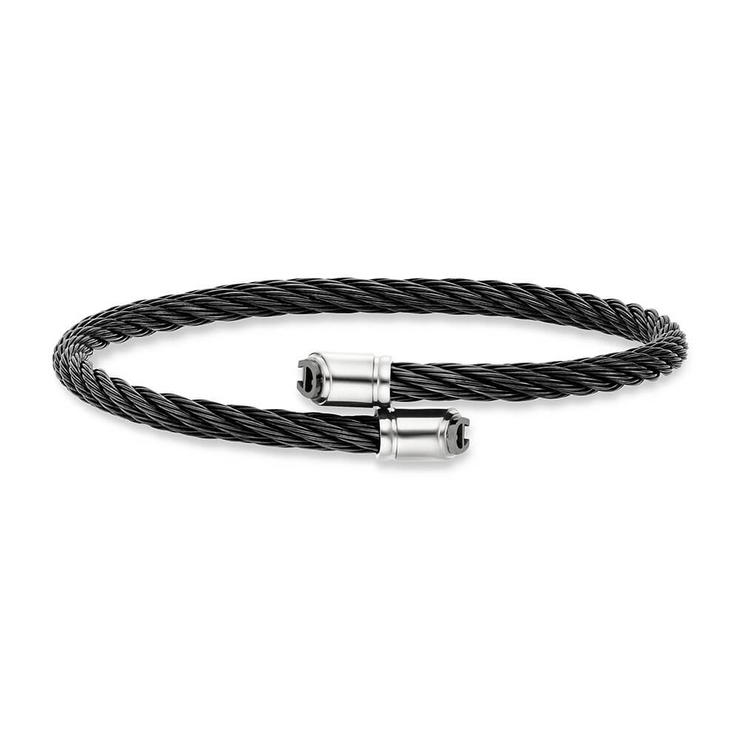 Aigner Ignazio Men Black Steel Bracelet Large Size