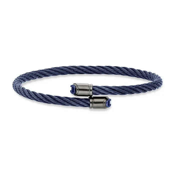 Aigner Ignazio Large Bangle for Men in Blue Steel Cable