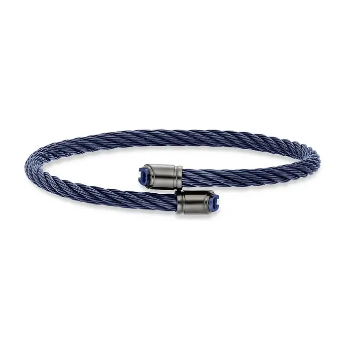 Aigner Ignazio Large Bangle for Men in Blue Steel Cable