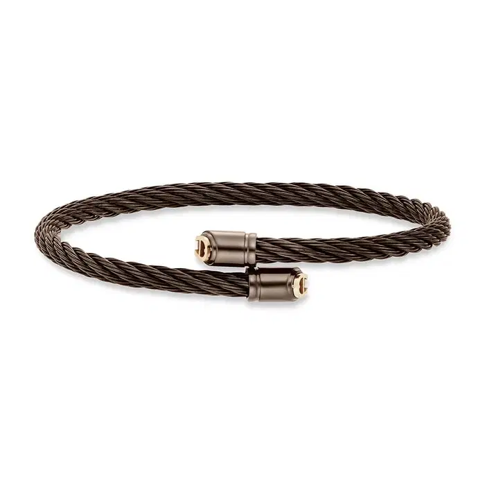 Aigner Ignazio Large Bangle for Men in Brown Steel Cable