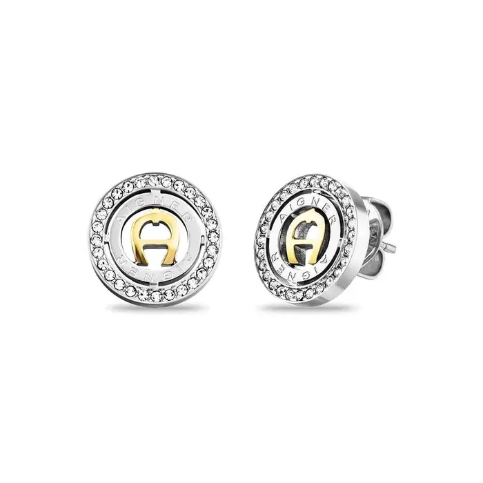 Aigner Inca Earrings for Women Silver Gold Crystal Earrings